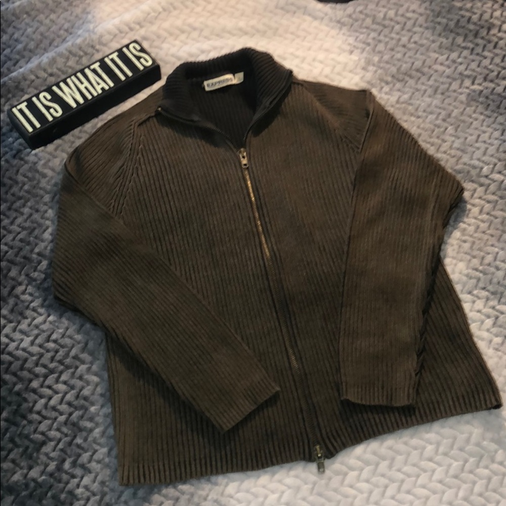 Men’s Express precision fit ribbed zip up sweater